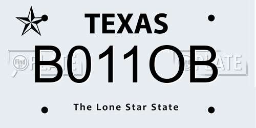 B011OB Texas License Plate