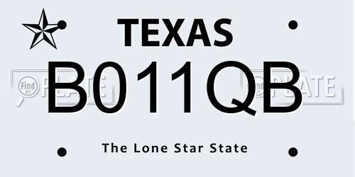 B011QB Texas License Plate