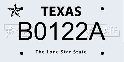 B0122A Texas License Plate