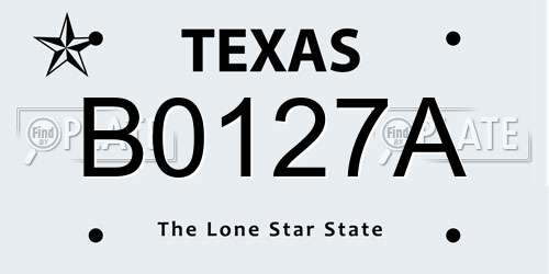 B0127A Texas License Plate