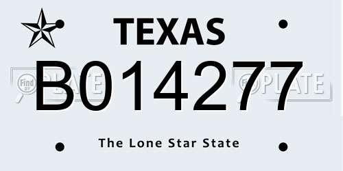 B014277 Texas License Plate