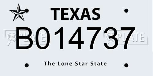 B014737 Texas License Plate