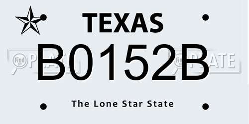B0152B Texas License Plate