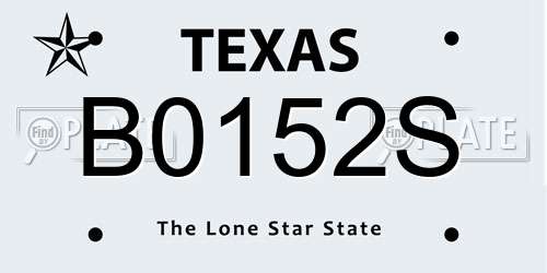 B0152S Texas License Plate