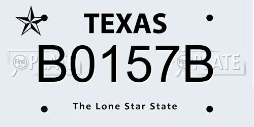 B0157B Texas License Plate