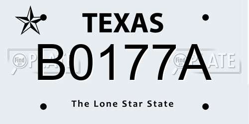 B0177A Texas License Plate