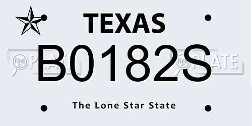 B0182S Texas License Plate