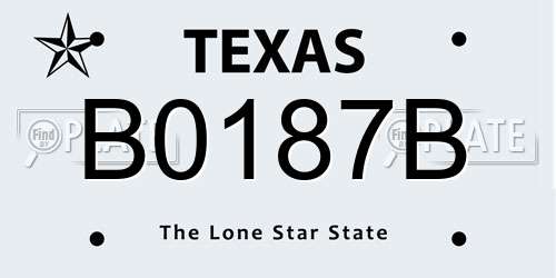 B0187B Texas License Plate