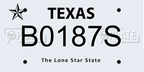 B0187S Texas License Plate