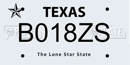 B018ZS Texas License Plate