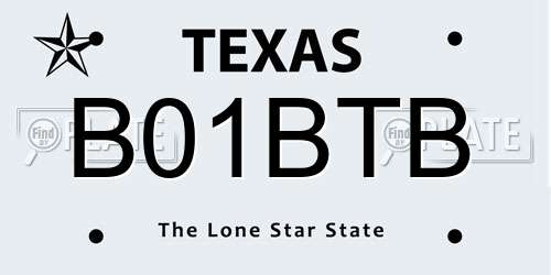 B01BTB Texas License Plate