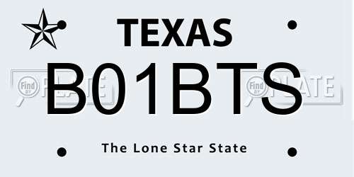 B01BTS Texas License Plate