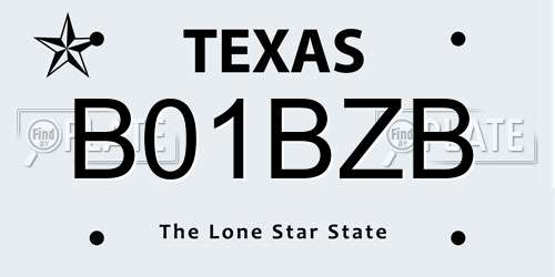 B01BZB Texas License Plate