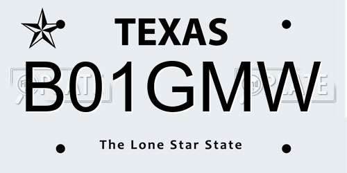 B01GMW Texas License Plate