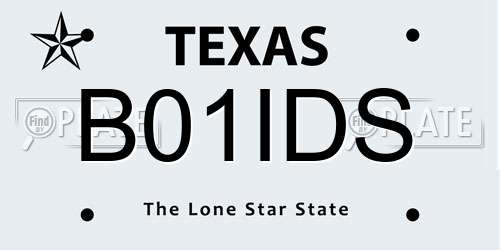B01IDS Texas License Plate
