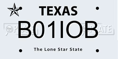 B01IOB Texas License Plate