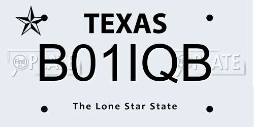 B01IQB Texas License Plate