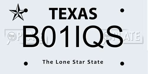 B01IQS Texas License Plate