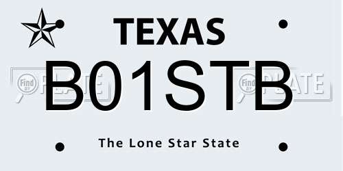 B01STB Texas License Plate