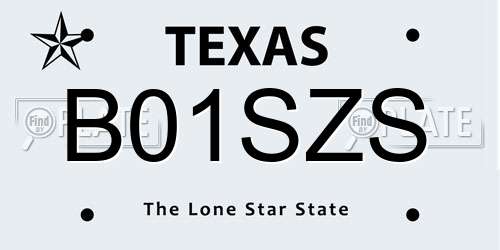 B01SZS Texas License Plate