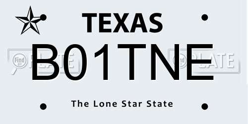 B01TNE Texas License Plate