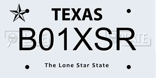 B01XSR Texas License Plate