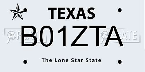 B01ZTA Texas License Plate
