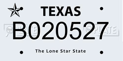 B020527 Texas License Plate