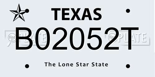 B02052T Texas License Plate