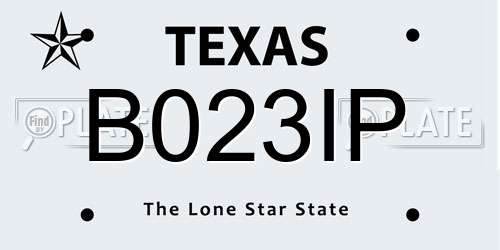 B023IP Texas License Plate
