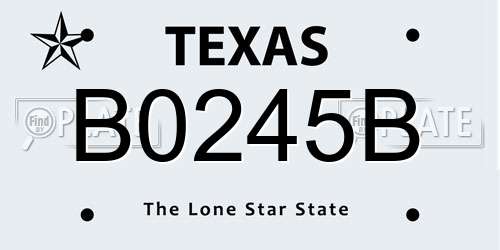 B0245B Texas License Plate