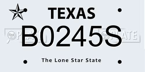 B0245S Texas License Plate