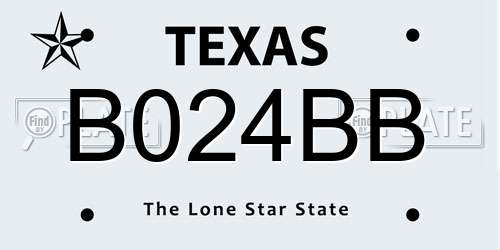 B024BB Texas License Plate