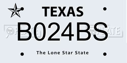 B024BS Texas License Plate