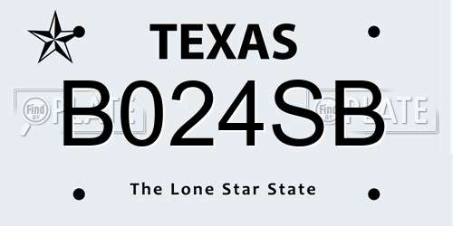 B024SB Texas License Plate