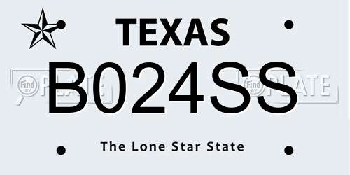 B024SS Texas License Plate