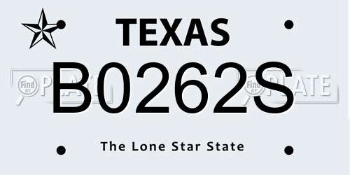 B0262S Texas License Plate