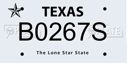 B0267S Texas License Plate