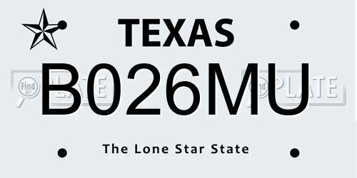 B026MU Texas License Plate