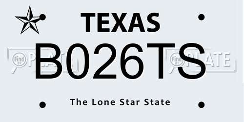 B026TS Texas License Plate