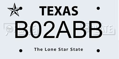 B02ABB Texas License Plate
