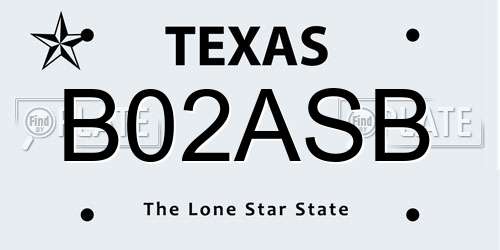 B02ASB Texas License Plate