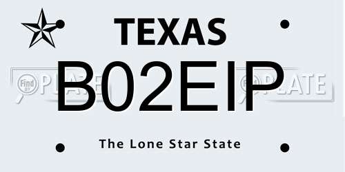 B02EIP Texas License Plate