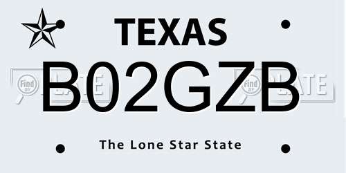 B02GZB Texas License Plate