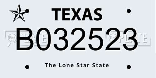 B032523 Texas License Plate