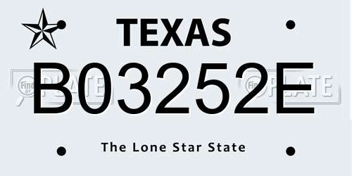 B03252E Texas License Plate