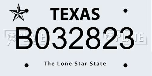 B032823 Texas License Plate