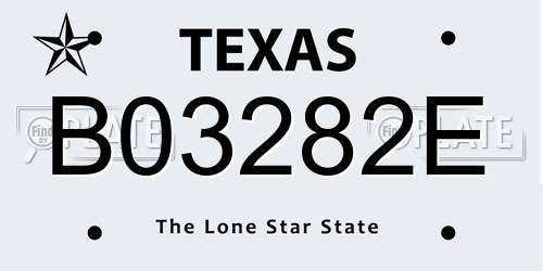 B03282E Texas License Plate