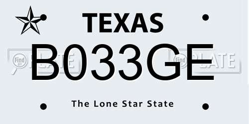 B033GE Texas License Plate
