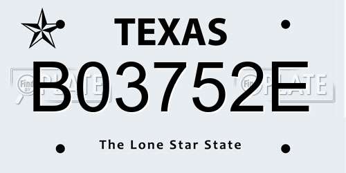 B03752E Texas License Plate